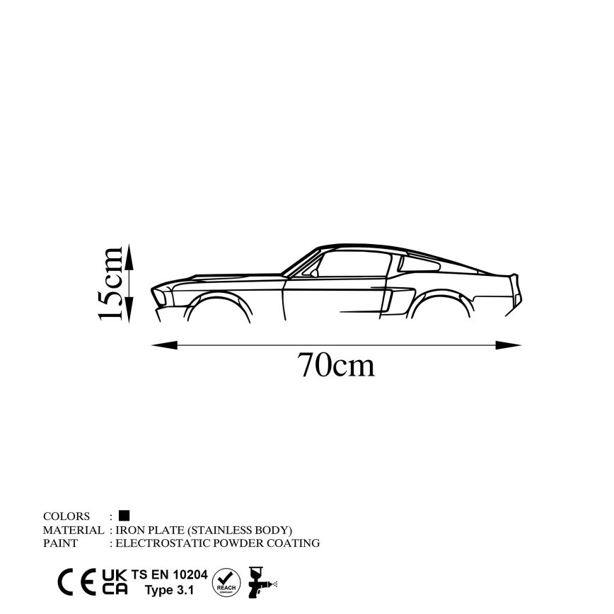 wand decoratie 70x15 cm car metaal