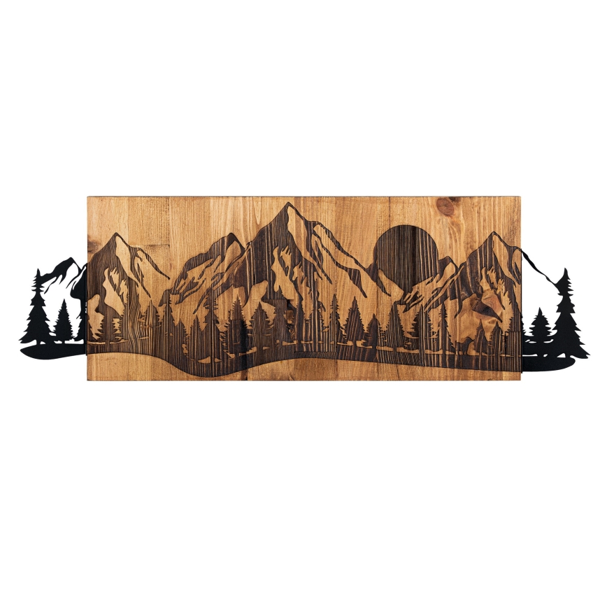 wand decoratie 75,5x24,5 cm bergen hout/metaal