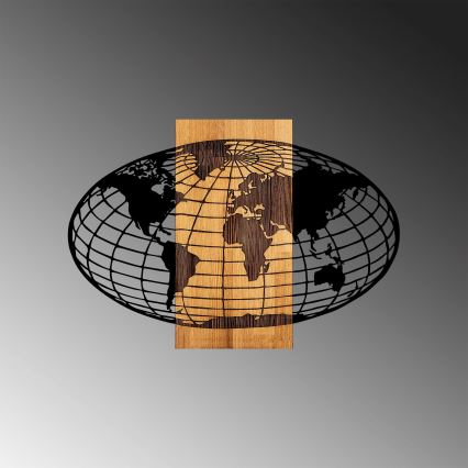 wand decoratie 87x58 cm globe hout/metaal