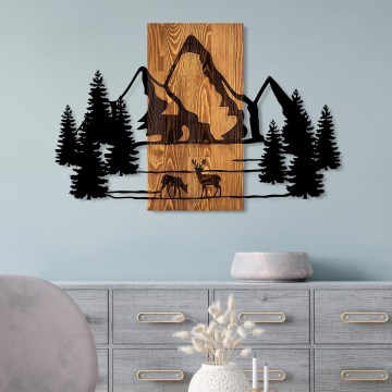 wand decoratie 88x57 cm bergen hout/metaal