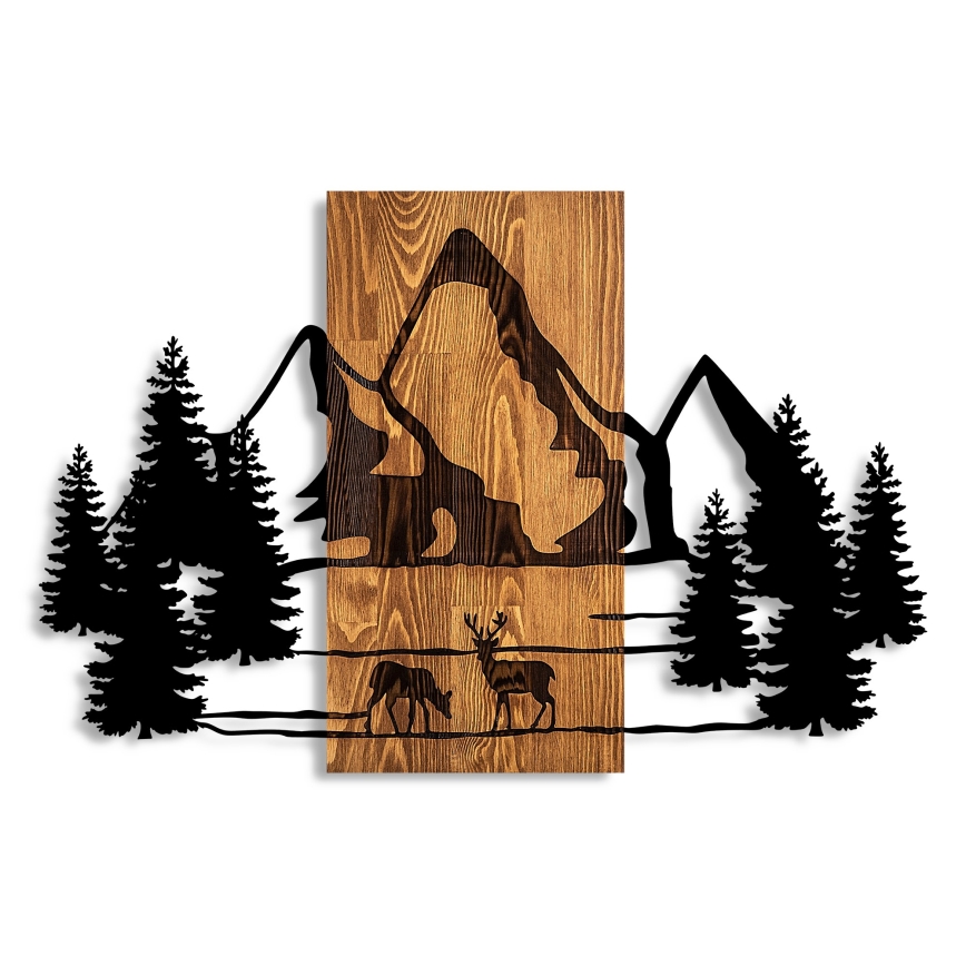 wand decoratie 88x57 cm bergen hout/metaal