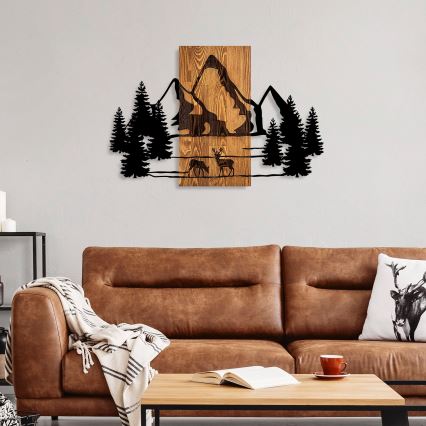 wand decoratie 88x57 cm bergen hout/metaal