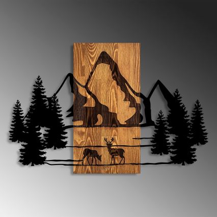 wand decoratie 88x57 cm bergen hout/metaal