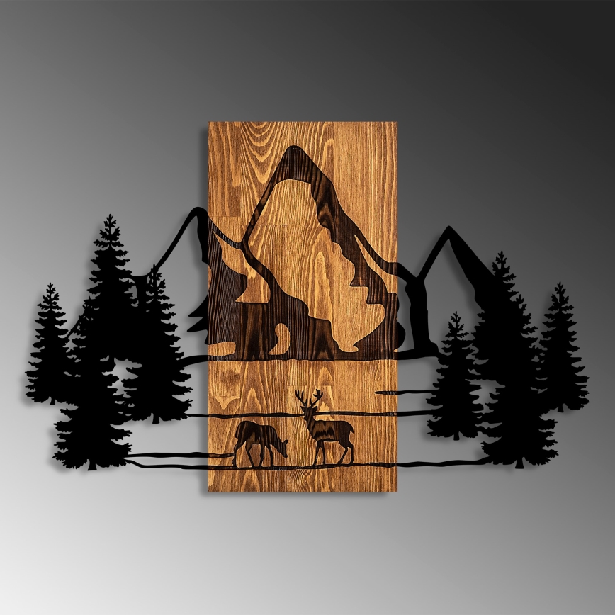 wand decoratie 88x57 cm bergen hout/metaal