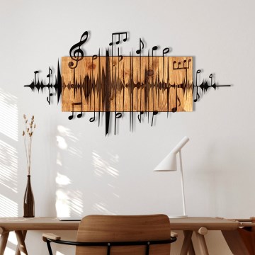 wand decoratie 90x47 cm notitieboekje hout/metaal