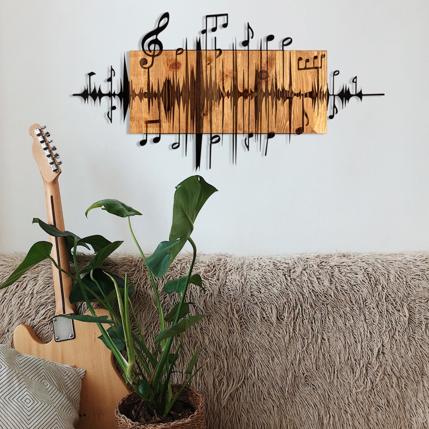 wand decoratie 90x47 cm notitieboekje hout/metaal