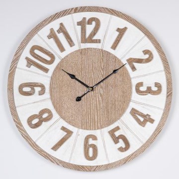 Wand klok 1xAA diameter 60 cm beige/wit