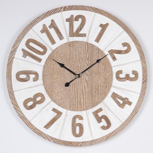 Wand klok 1xAA diameter 60 cm beige/wit