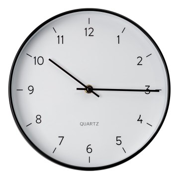 Wand klok diameter 25 cm 1xAA zwart/wit