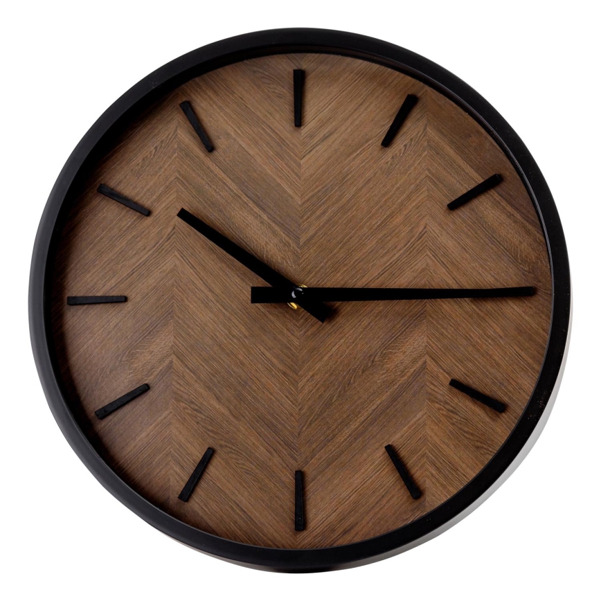 Wand klok diameter 30 cm 1xAA zwart/bruin