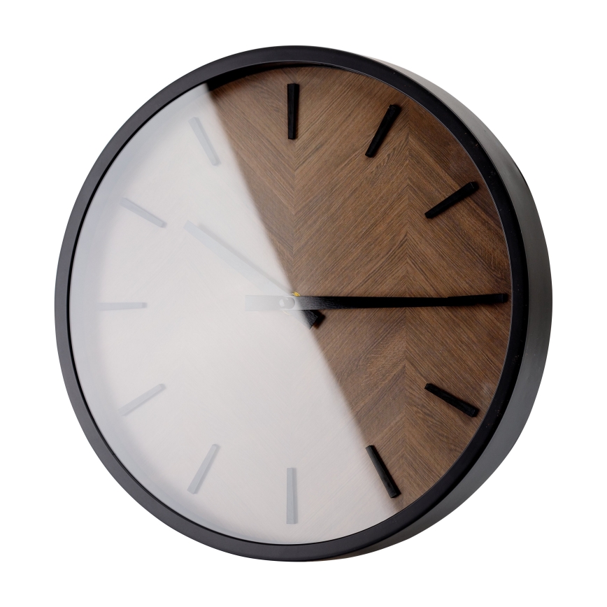 Wand klok diameter 30 cm 1xAA zwart/bruin