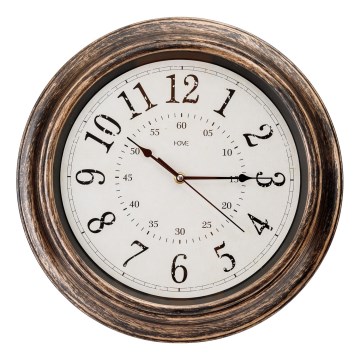 Wand klok diameter 40 cm 1xAA brons/wit