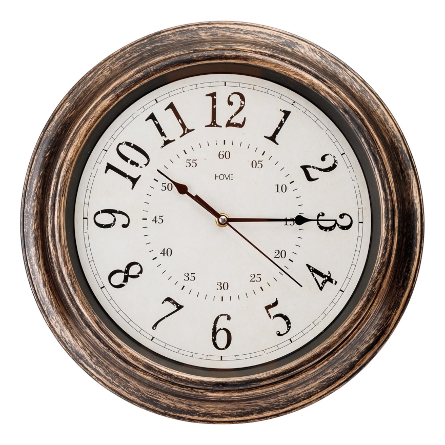 Wand klok diameter 40 cm 1xAA brons/wit