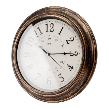 Wand klok diameter 40 cm 1xAA brons/wit