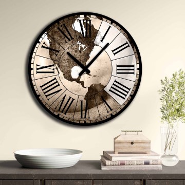 Wand klok diameter 50 cm 1xAA bruin