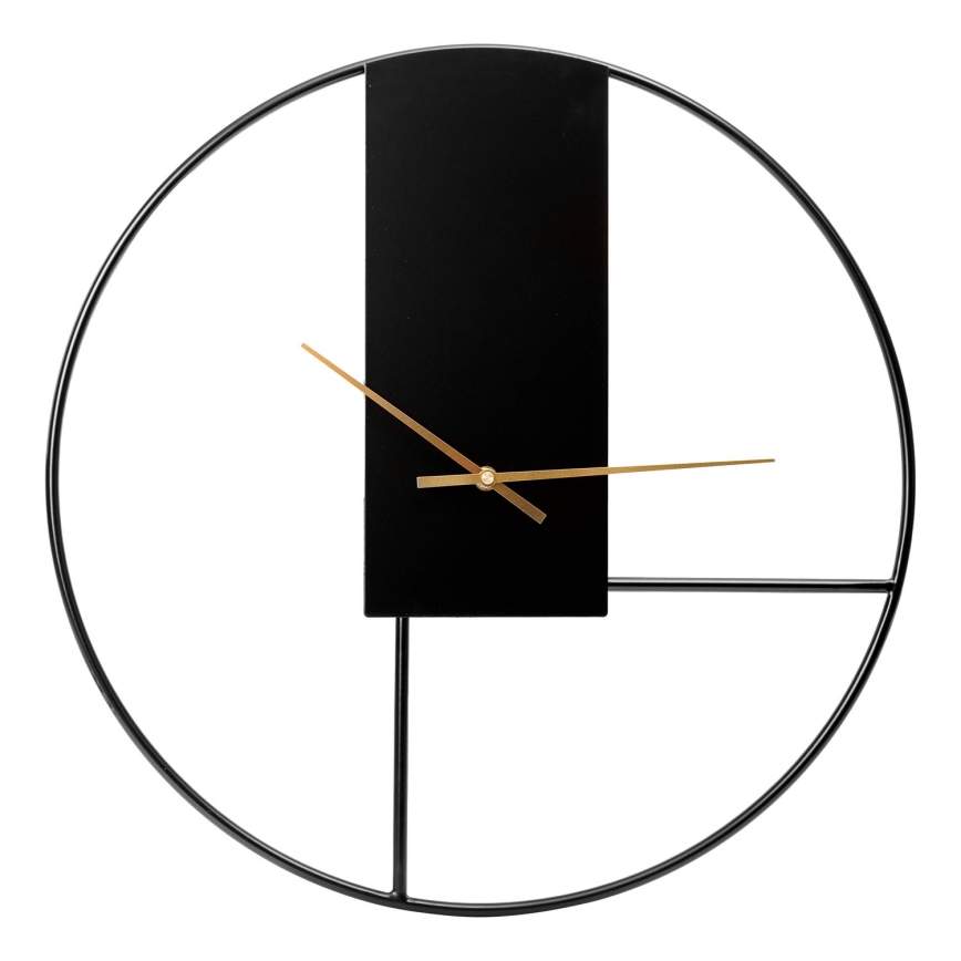 Wand klok diameter 50 cm 1xAA zwart/goud