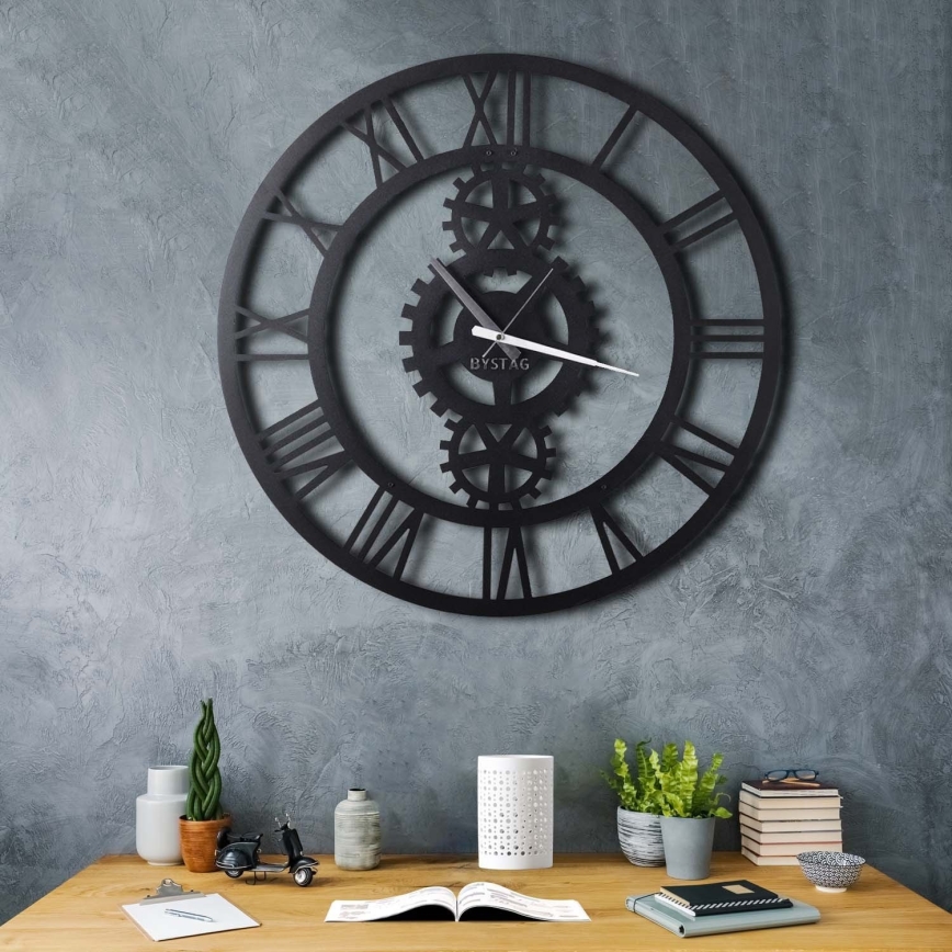 Wand klok diameter 70 cm 1xAA zwart