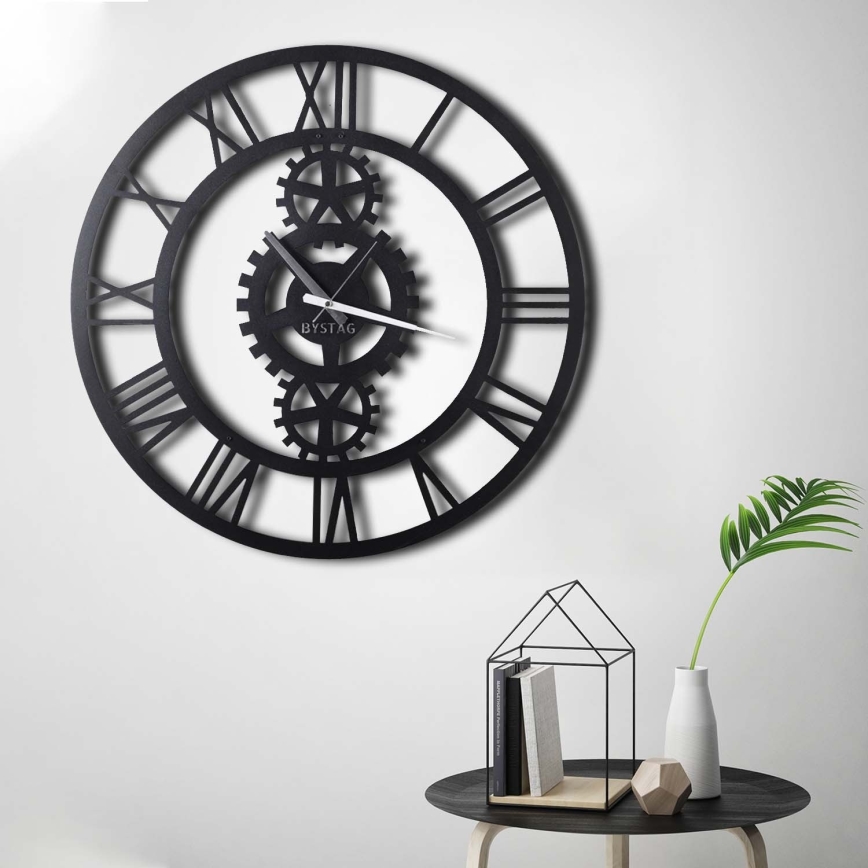 Wand klok diameter 70 cm 1xAA zwart