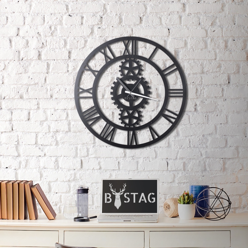 Wand klok diameter 70 cm 1xAA zwart