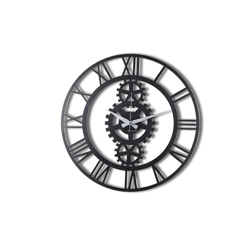 Wand klok diameter 70 cm 1xAA zwart