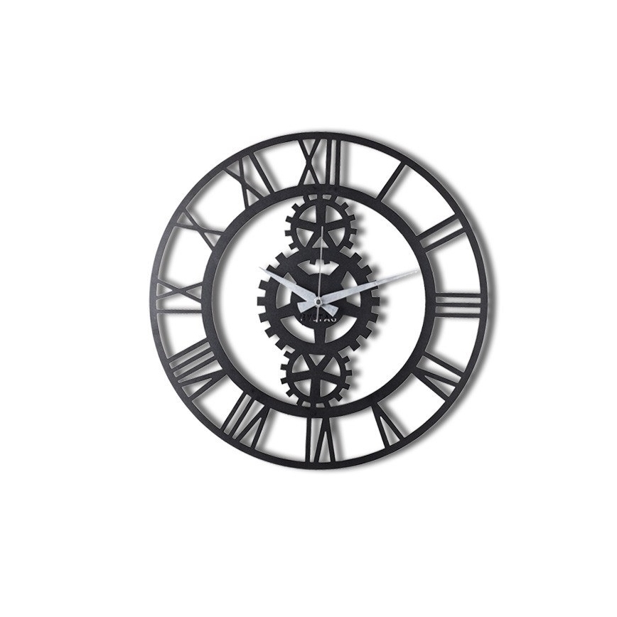 Wand klok diameter 70 cm 1xAA zwart