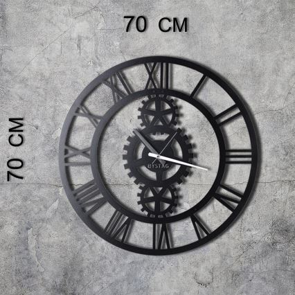 Wand klok diameter 70 cm 1xAA zwart