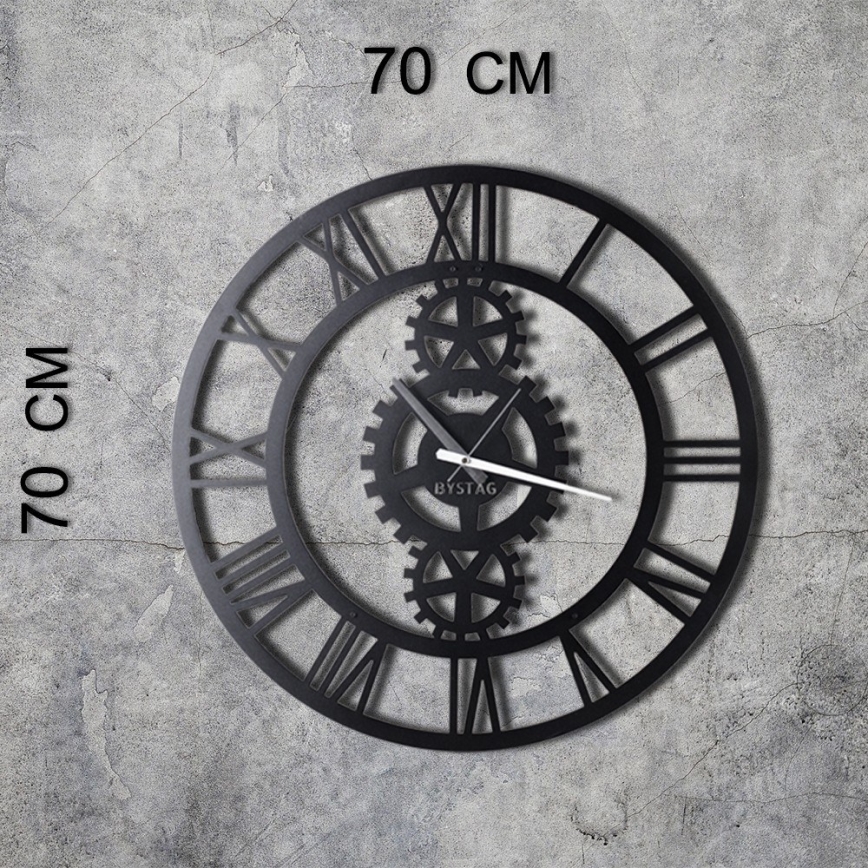 Wand klok diameter 70 cm 1xAA zwart