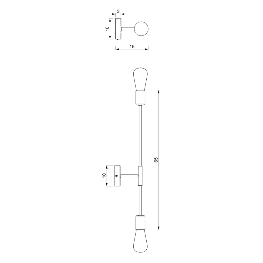 Wand Lamp FLAME 2xE27/60W/230V zwart/goud