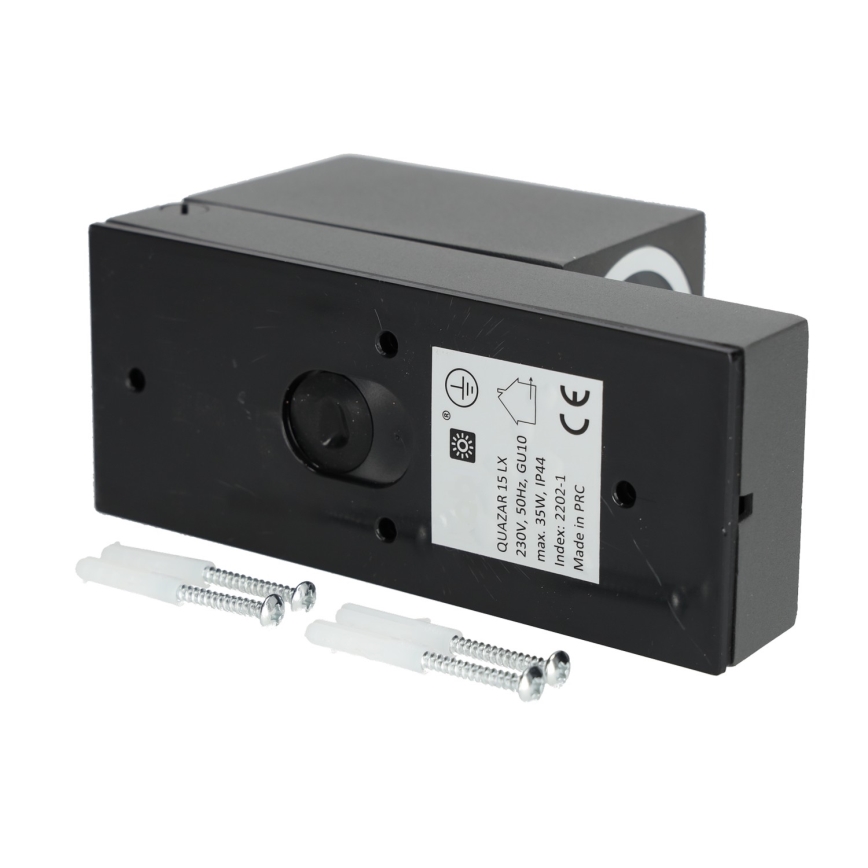 Wand Lamp met Sensor voor Buiten QUAZAR 1xGU10/35W/230V IP44 grijs