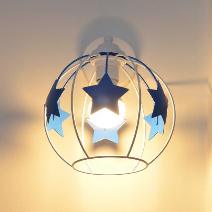 Wand lamp voor kinderen STARS 1xE27/15W/230V blauw/wit