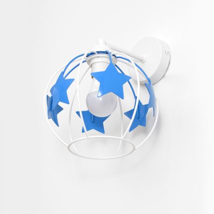 Wand lamp voor kinderen STARS 1xE27/15W/230V blauw/wit