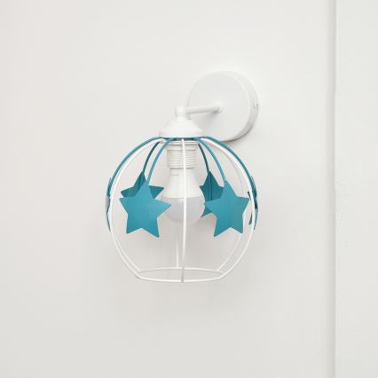 Wand lamp voor kinderen STARS 1xE27/15W/230V turquoise/wit