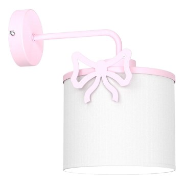Wand lamp voor kinderen SWEET 1xE27/15W/230V wit/roze/strik