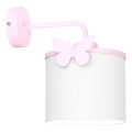 Wand lamp voor kinderen SWEET 1xE27/15W/230V wit/roze/vlinder