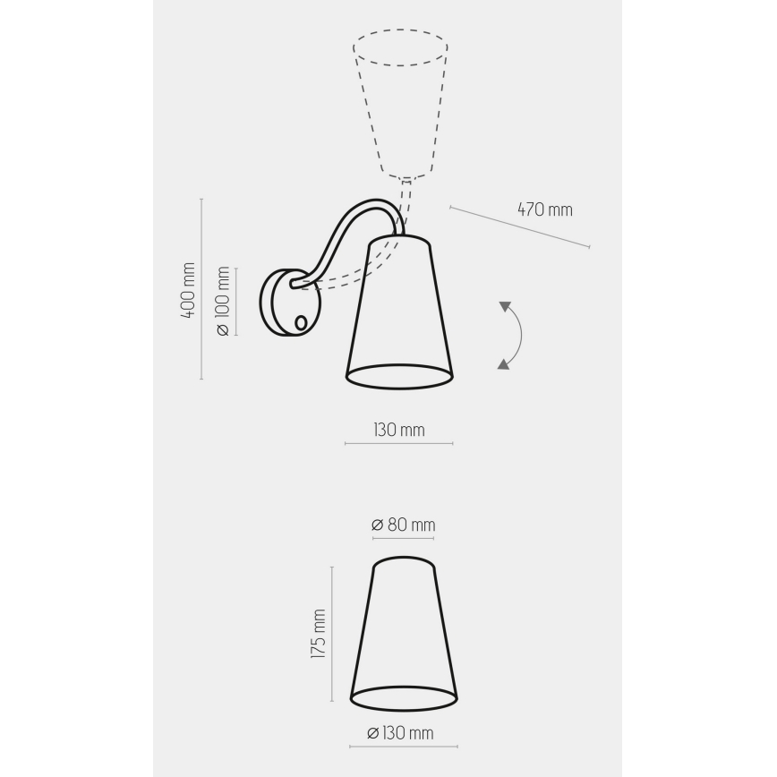 Wand Lamp WIRE 1xE27/15W/230V zwart/goud