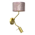 Wand Lamp ZIGGY 1xE27/40W/230V + 1xGU10/MR11/7W roze/goud