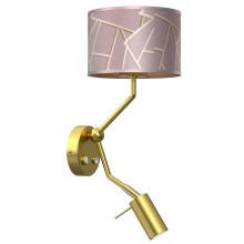 Wand Lamp ZIGGY 1xE27/40W/230V + 1xGU10/MR11/7W roze/goud