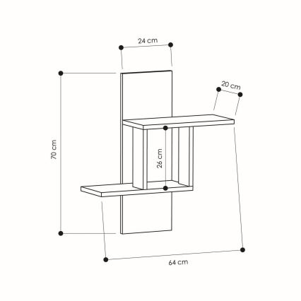 Wand Plank MILL 70x64 cm wit