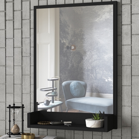 Wand Spiegel met COSTA 75x45 cm zwart | Lampenmanie