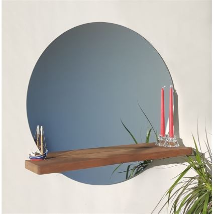 Wand Spiegel met Plank SUNSET 70x70 cm dennen