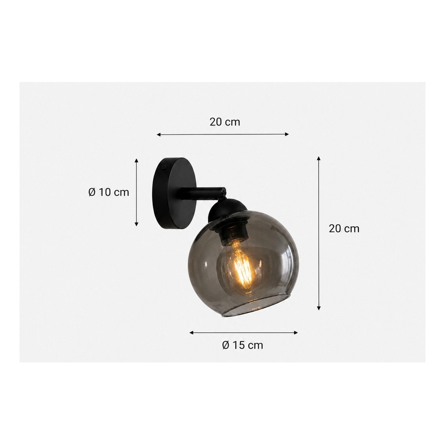 Wand Spot UNO 1xE27/60W/230V zwart