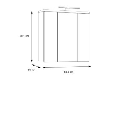 Wandbadkamerkast met spiegel VENOM wit/sonoma eik