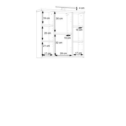 Wandbadkamerkast met spiegel VENOM wit/sonoma eik