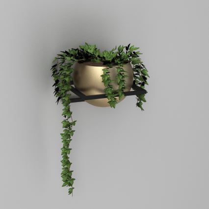 Wandbloempot 27x29 cm zwart/goud