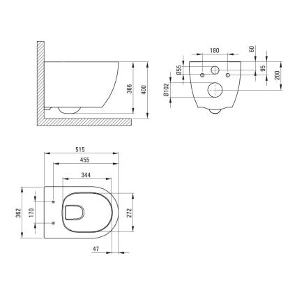 Hangend toilet ROUND + toiletbril SoftClose ROUND + spoelknop SIGMA + inbouwmodule + isolerende onderlegplaat