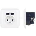 Wandcontactdoos met USB, Frans, 250V/16A