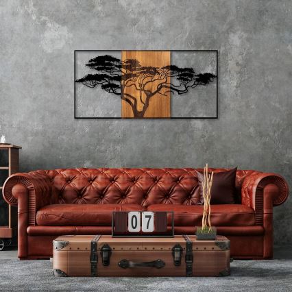 Wanddecoratie 147x70 cm boom hout/metaal ​