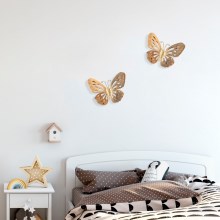Wanddecoratie 32x29 cm vlinder metaal