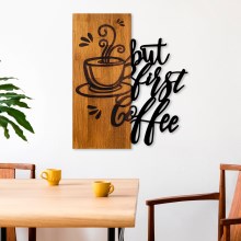 Wanddecoratie 50x58 cm koffie hout/metaal