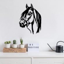 Wanddecoratie 55x40 cm paard metaal